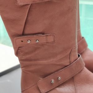 Eileen Fisher moto boot in Brown